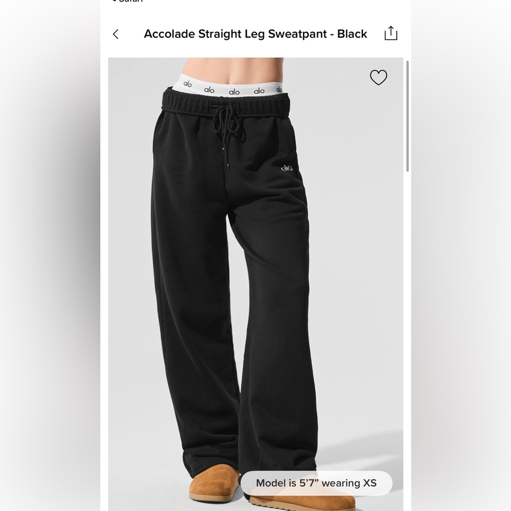 Alo Accolade Straight Leg Sweat-Pant in Black Size Small